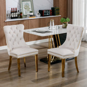 Modern, High-end Tufted Solid Wood Contemporary Velvet Upholstered Dining Chair With Golden Stainless Steel Plating Legs