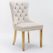 Modern, High-end Tufted Solid Wood Contemporary Velvet Upholstered Dining Chair With Golden Stainless Steel Plating Legs