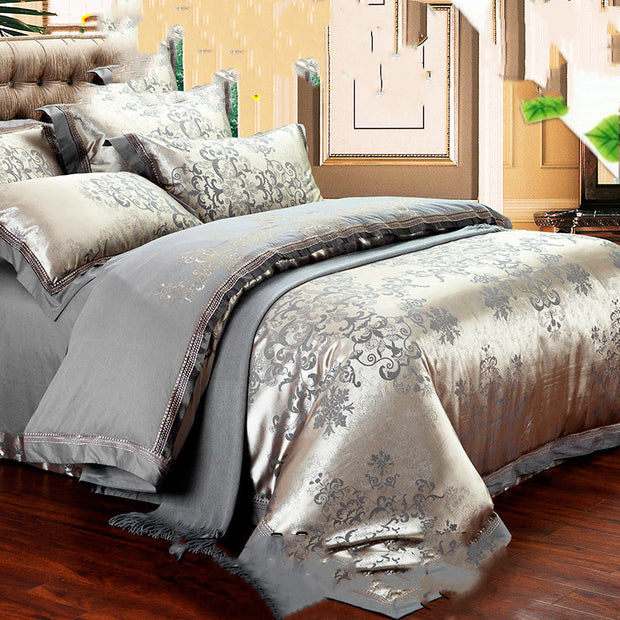 Ice Silk Jacquard European Luxury High-end Linen And Cotton Bedding Set