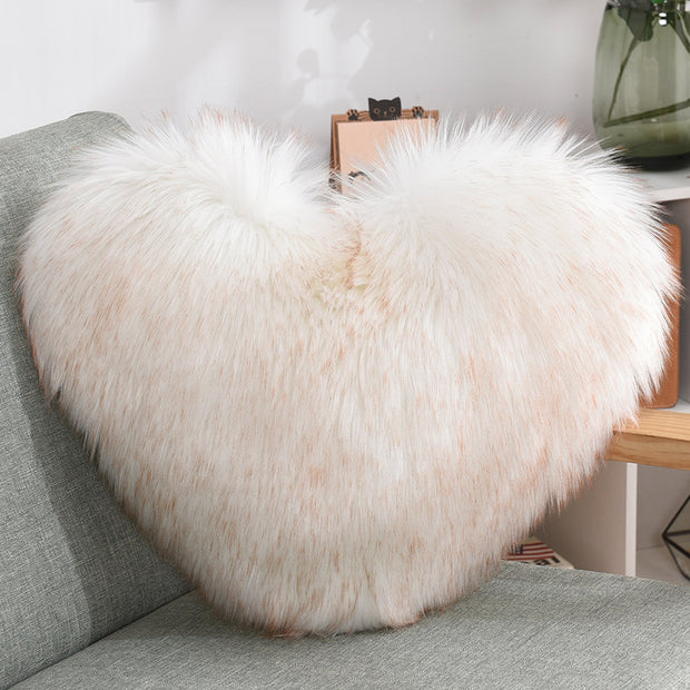 Throw Pillows Heart Shape Long Plush Fluffy Shaggy Cushion Cover Sofa Cushions Decorative Pillow Covers Pillowcase White